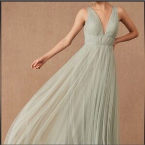 BHLDN Jenny Yoo Flowing V-Neck Morning Mist Evening Dress Bridesmaid